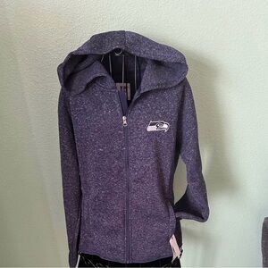 Seahawks Football Women's Heathered Blue Gray Zip-Up Hoodie size large